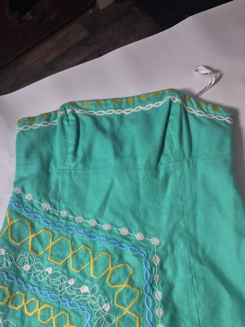 Lilly Pulitzer Turquoise Embroidered Strapless Mini Skirt